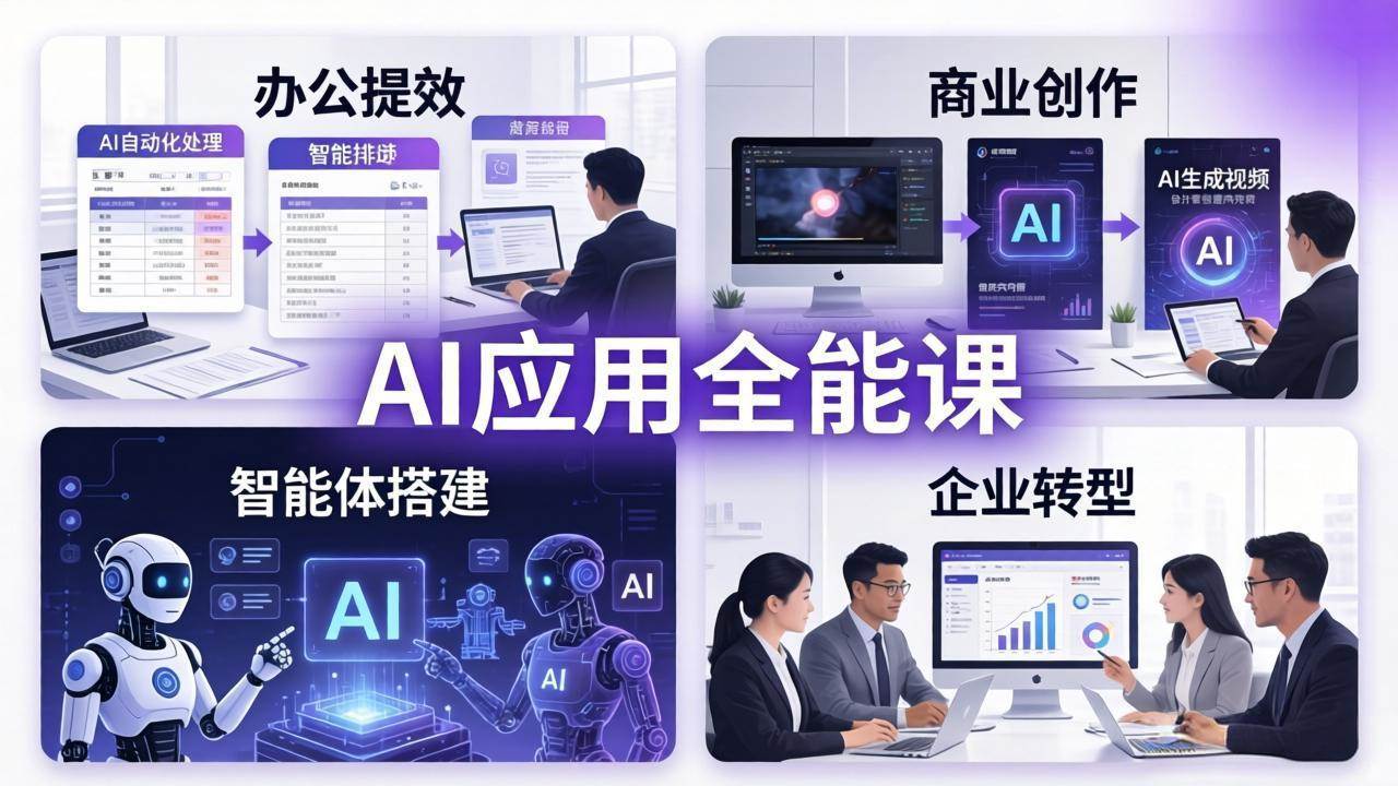 (17890期)AIGC 应用全能课:办公提效、商业创作、智能体搭建、企业转型,一站式学会AI应用
