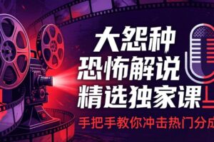 (17920期)大怨种恐怖解说精选独家课:电影下载+文案配音+片头封面,手把手教你冲击热门分成