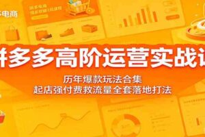 拼多多高阶运营实战课：历年爆款玩法合集，起店强付费救流量全套落地打法