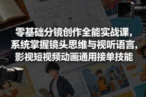 零基础分镜创作全能实战课，系统掌握镜头思维与视听语言，影视短视频动画通用接单技能