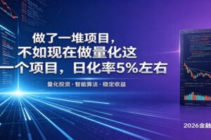 做了一堆项目,不如现在做量化这一个项目,模式简单,收益可控