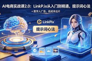 (18655期)AI 电商实战课2.0|LinkPix 从入门到精通,提示词心法 + 数字人广告,低成本出片