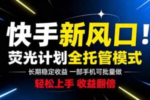 (18814期)快手新风口来了!一部手机即可操作,很多人已经开始批量放大收益